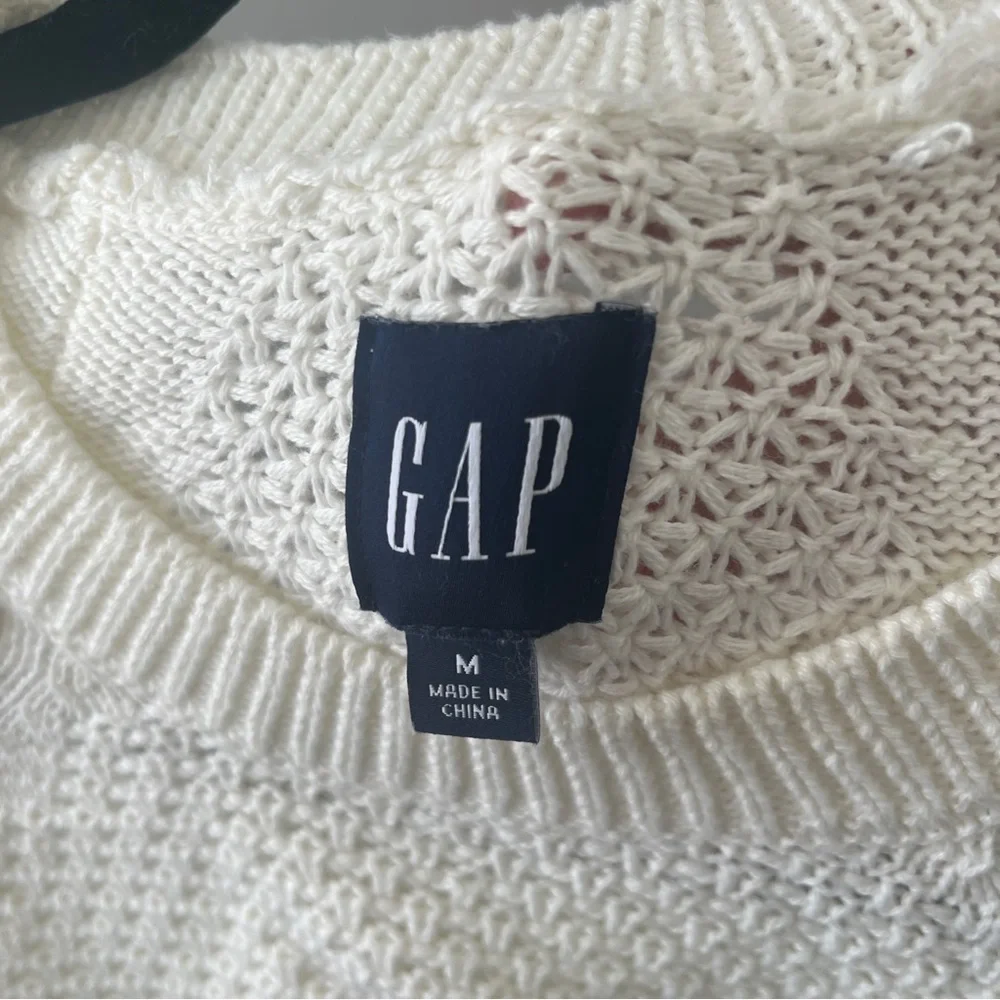 GAP Women's Cream Sweater Open Knit Neutral Classic Size Medium M